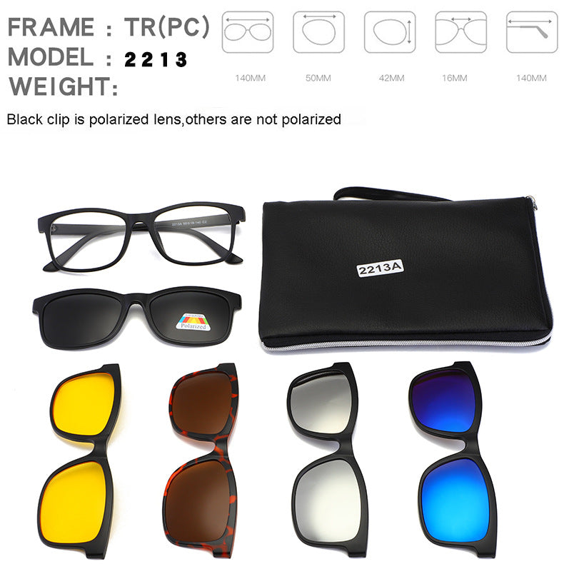 5 in 1 sunglasses  men magnetic sunglasses clip on glasses magnetic lens sunglasses