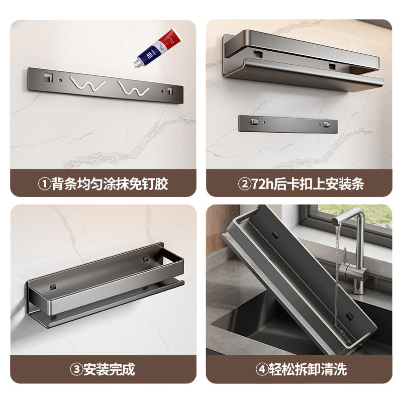 Kitchen spice rack rack punch-free wall-mounted multifunctional kitchen spice rack rack kitchenware storage rack