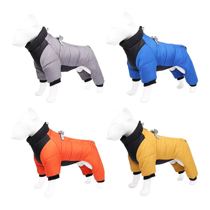Cross-border winter warm dog clothes, fashionable pet cold protection dog cotton coat, outdoor thickened wholesale, large dogs