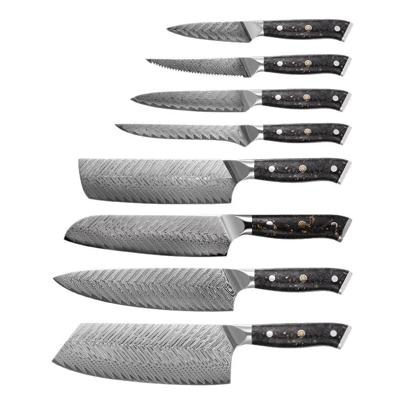 Cross-border gold foil carbon fiber handle VG10 Damascus steel kitchen knife Japanese chef knife fruit knife kitchen knife