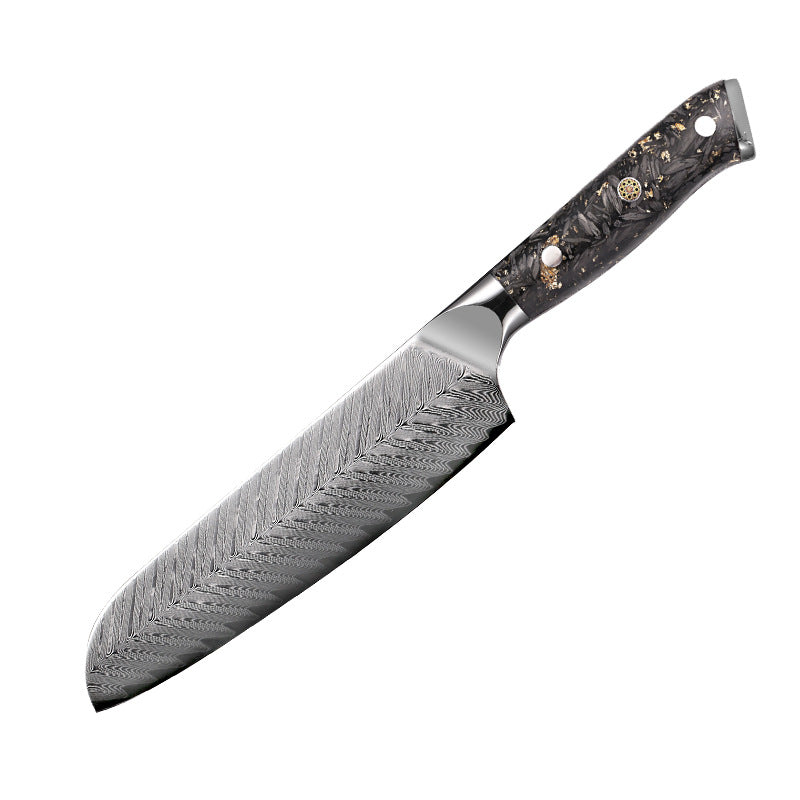 Cross-border gold foil carbon fiber handle VG10 Damascus steel kitchen knife Japanese chef knife fruit knife kitchen knife