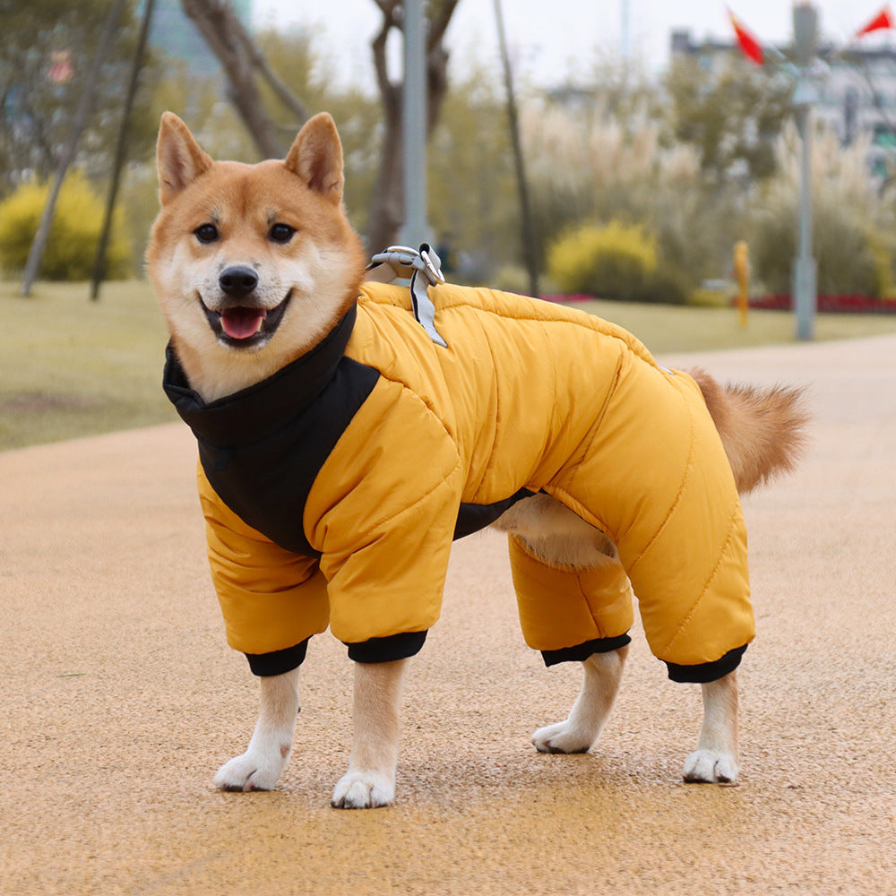 Cross-border winter warm dog clothes, fashionable pet cold protection dog cotton coat, outdoor thickened wholesale, large dogs