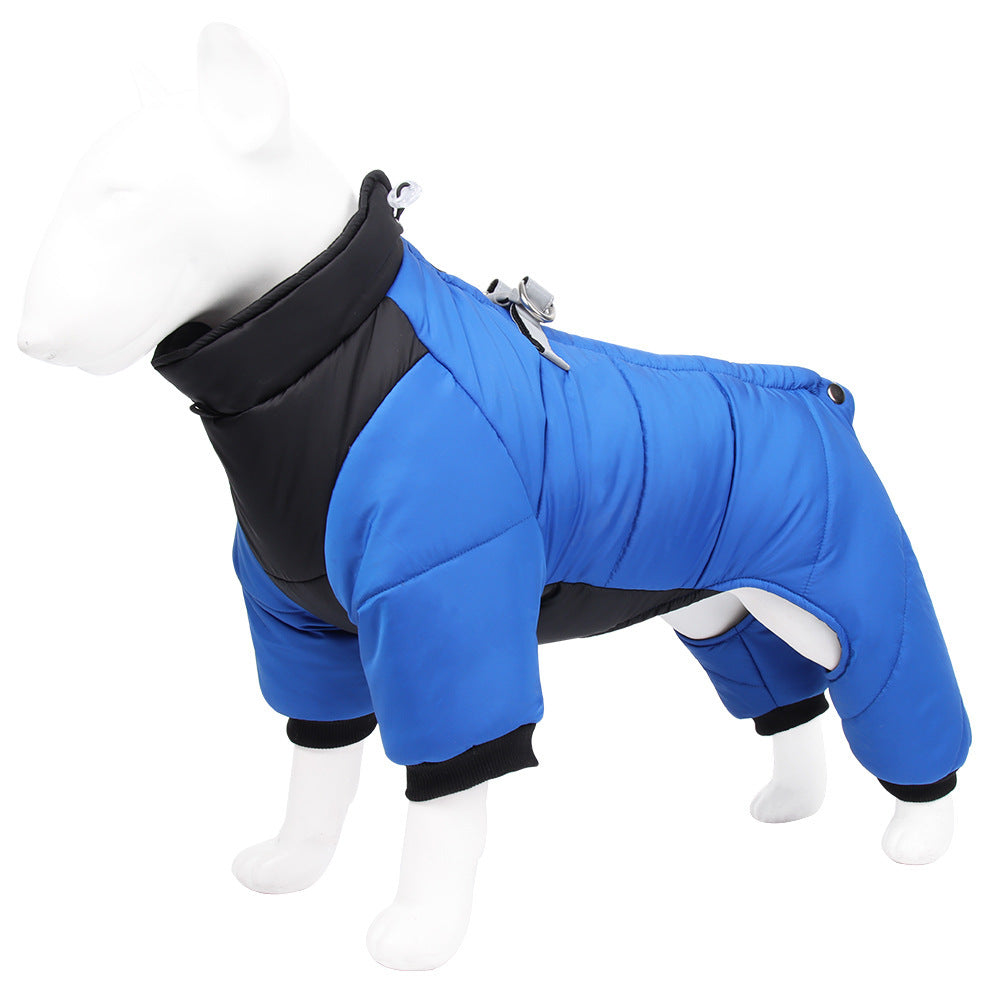 Cross-border winter warm dog clothes, fashionable pet cold protection dog cotton coat, outdoor thickened wholesale, large dogs