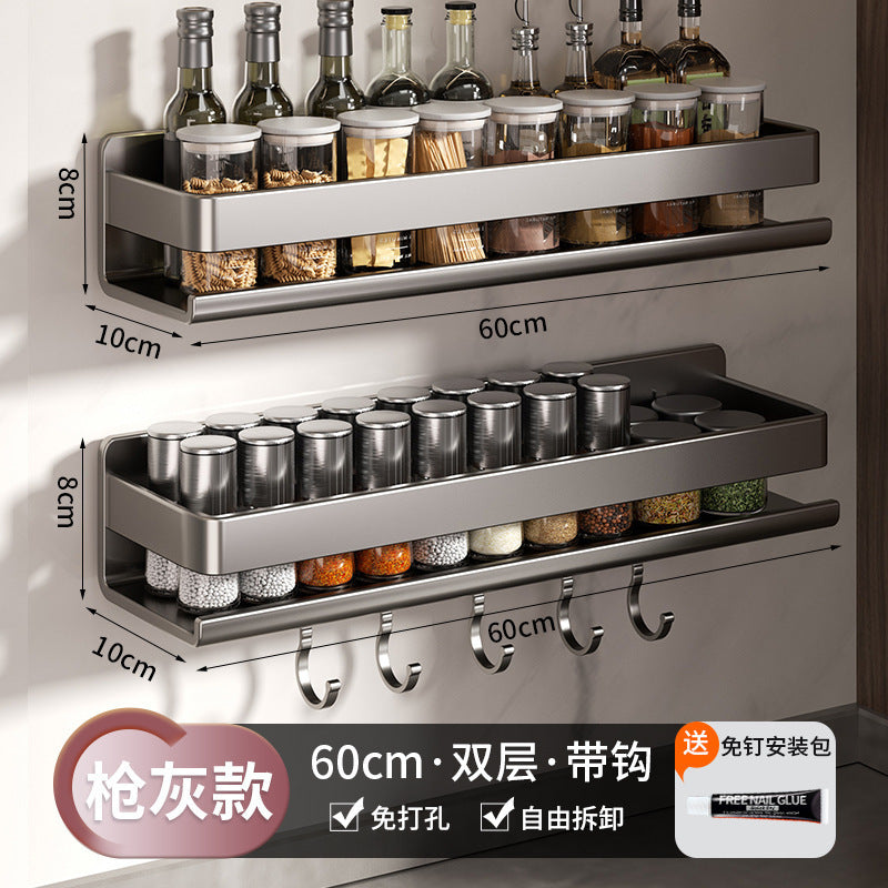 Kitchen spice rack rack punch-free wall-mounted multifunctional kitchen spice rack rack kitchenware storage rack