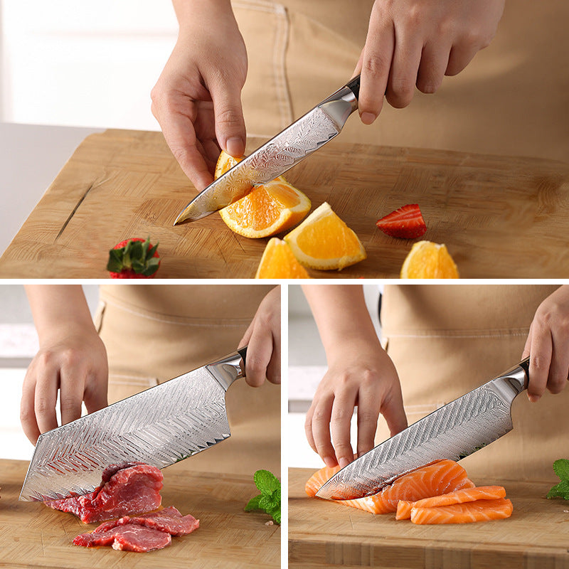 Cross-border gold foil carbon fiber handle VG10 Damascus steel kitchen knife Japanese chef knife fruit knife kitchen knife
