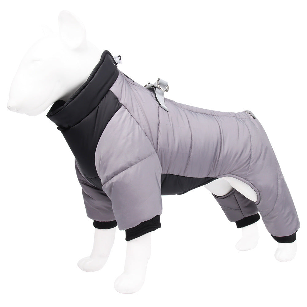Cross-border winter warm dog clothes, fashionable pet cold protection dog cotton coat, outdoor thickened wholesale, large dogs
