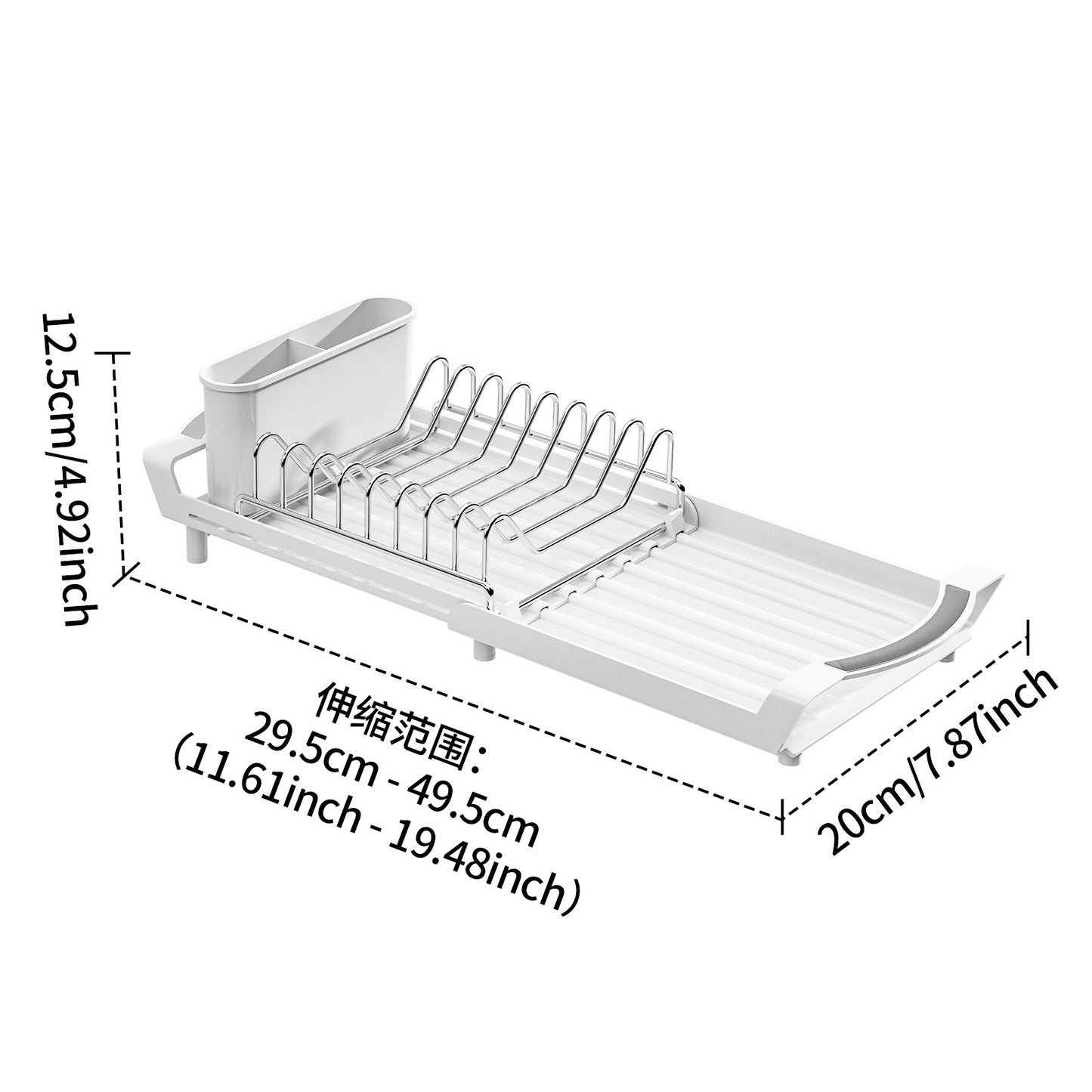 Foreign trade kitchen single layer dish rack extended thickened retractable cup chopsticks drain kitchen storage rack