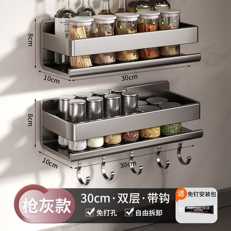 Kitchen spice rack rack punch-free wall-mounted multifunctional kitchen spice rack rack kitchenware storage rack