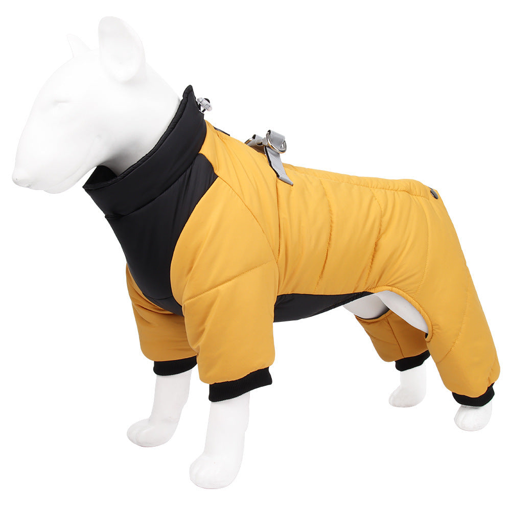 Cross-border winter warm dog clothes, fashionable pet cold protection dog cotton coat, outdoor thickened wholesale, large dogs