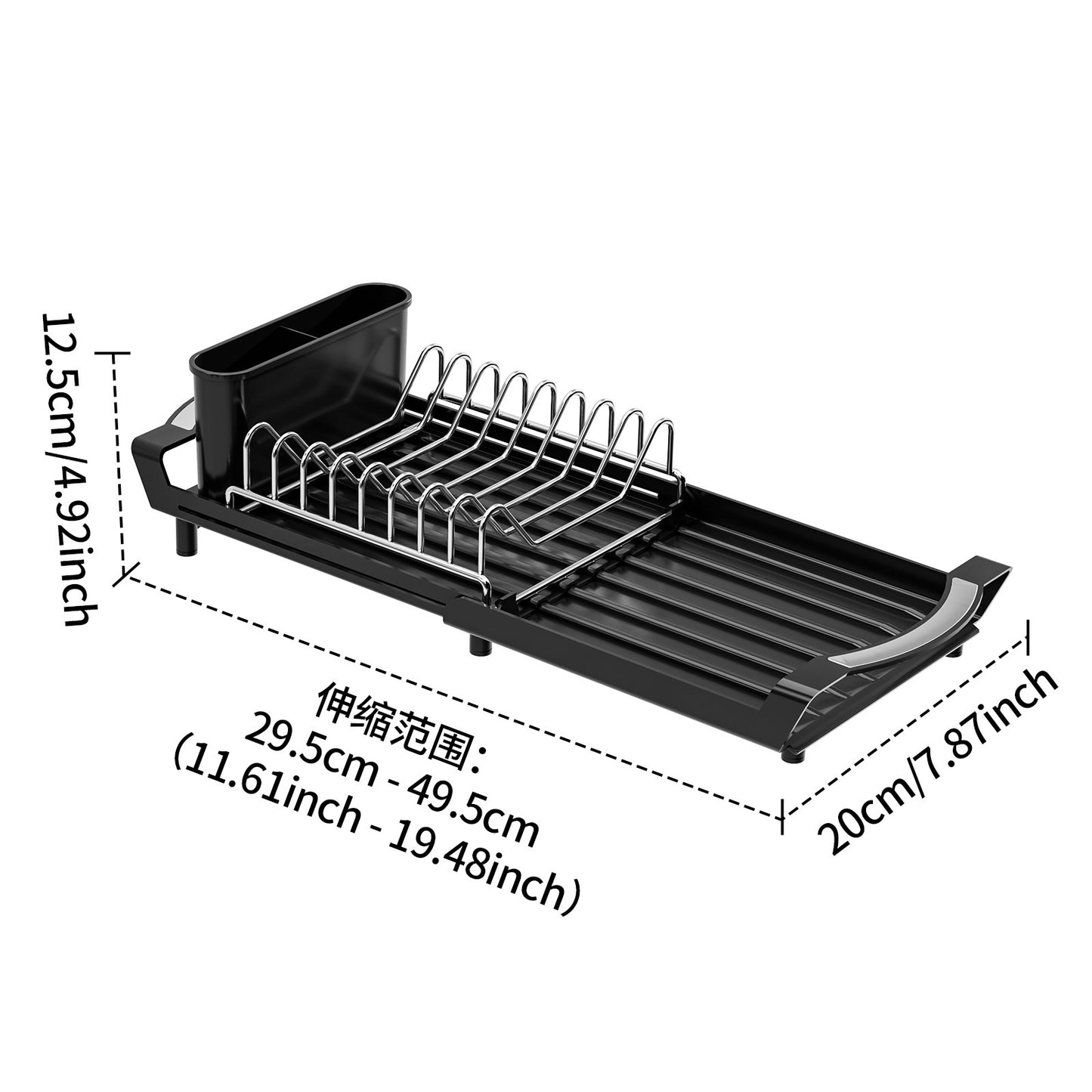 Foreign trade kitchen single layer dish rack extended thickened retractable cup chopsticks drain kitchen storage rack