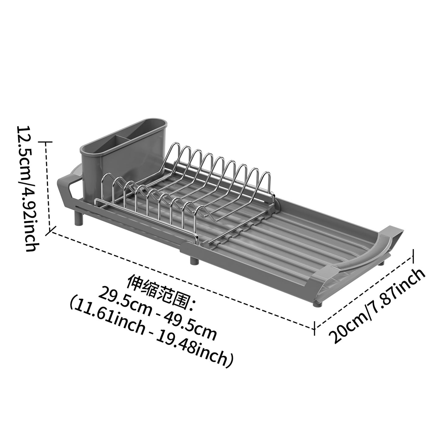 Foreign trade kitchen single layer dish rack extended thickened retractable cup chopsticks drain kitchen storage rack
