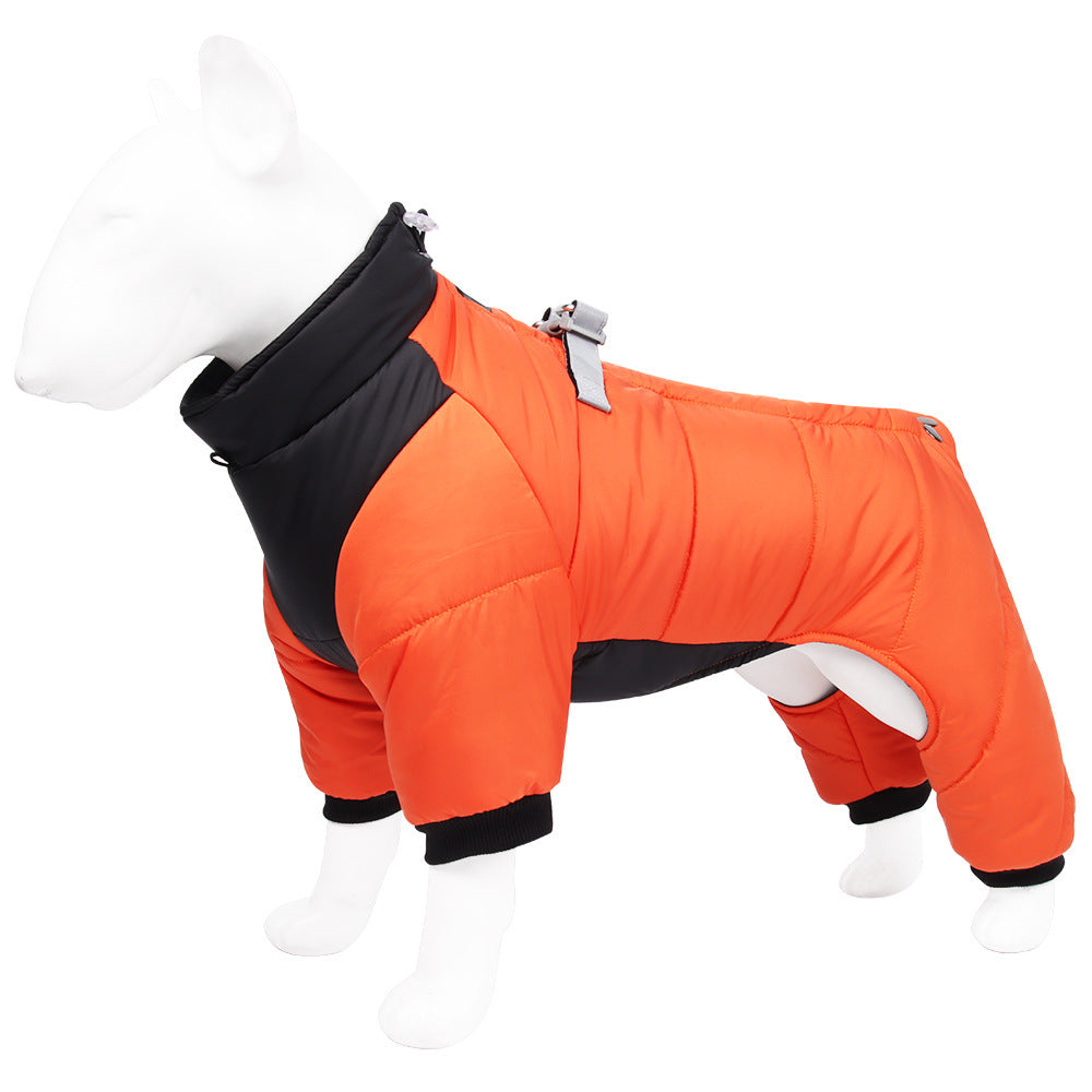 Cross-border winter warm dog clothes, fashionable pet cold protection dog cotton coat, outdoor thickened wholesale, large dogs