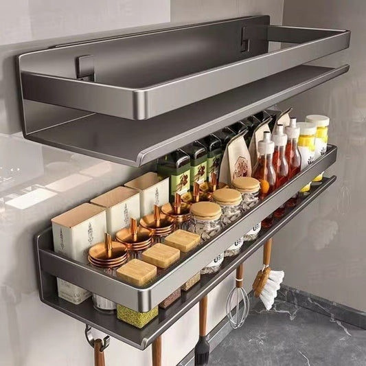 Kitchen spice rack rack punch-free wall-mounted multifunctional kitchen spice rack rack kitchenware storage rack
